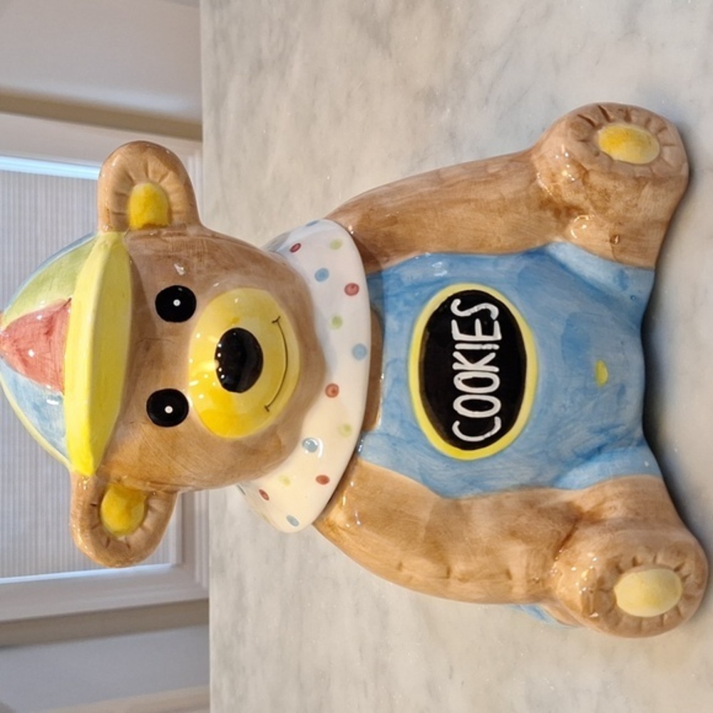 Teddy Bear Cookie‎ Jar 11" tall Removable Head